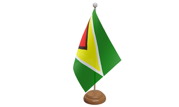 Guyana Small Flag with Wooden Stand